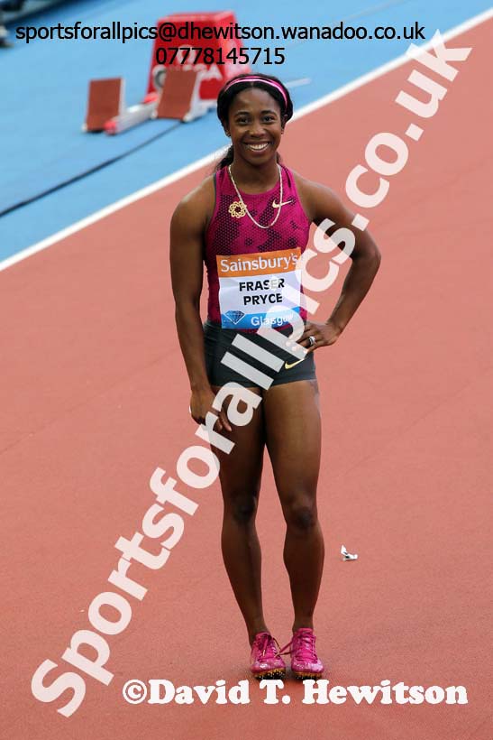 Shelly-Ann Fraser-Price 100 metres  at the Glasgow Diamond League. Photo: David T. Hewitson/Sports for All Pics